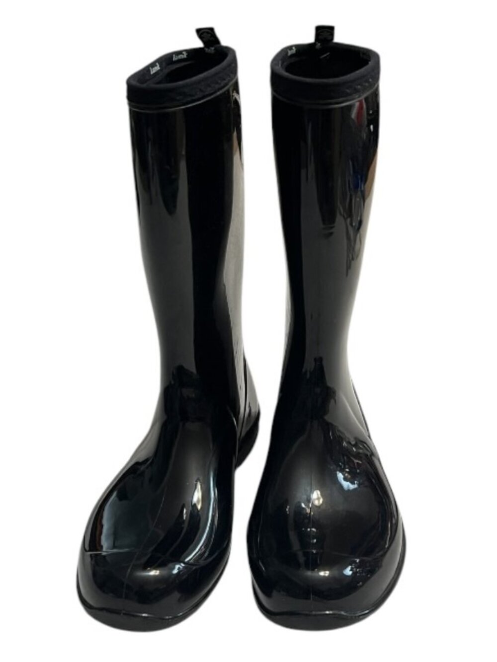 Kamik Womens Rain Boots Black Glossy Waterproof Mid Calf Rubber Boots Size 7